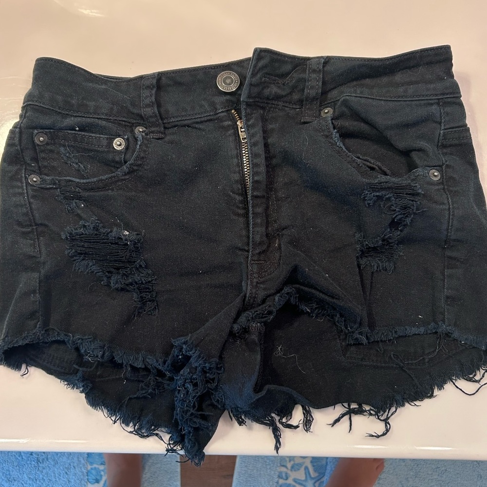 High rise black American eagle shorts